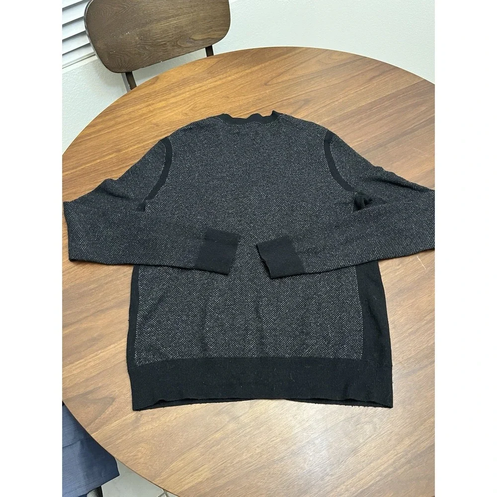 Banana Republic L Men's Yarn Wool Alpaca Black Gray Knit Cardigan Sweater